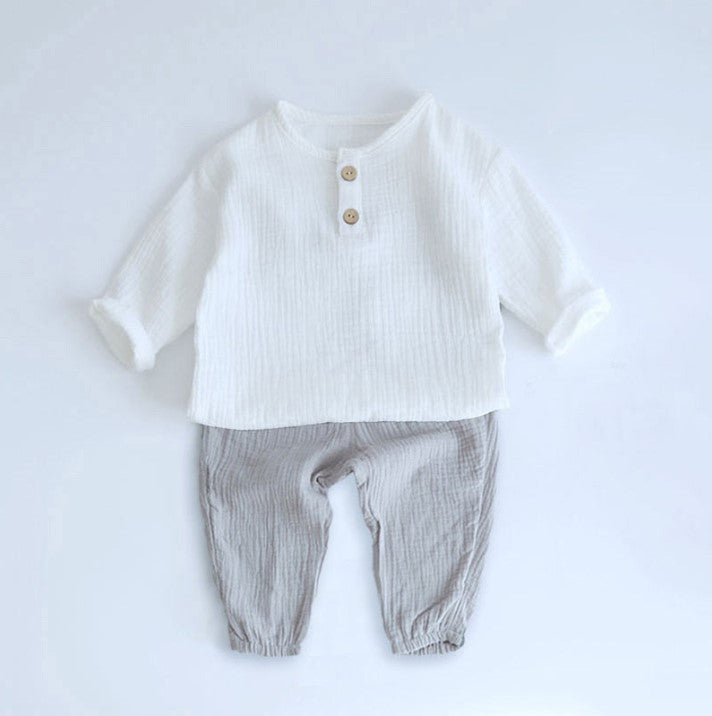 Hase und Eule 2er Set Baby Kinder Bekleidung Grau