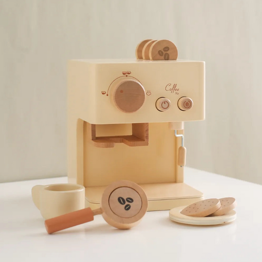   Hase und Eule Kaffeemaschine Montessori Spielzeug Holz 