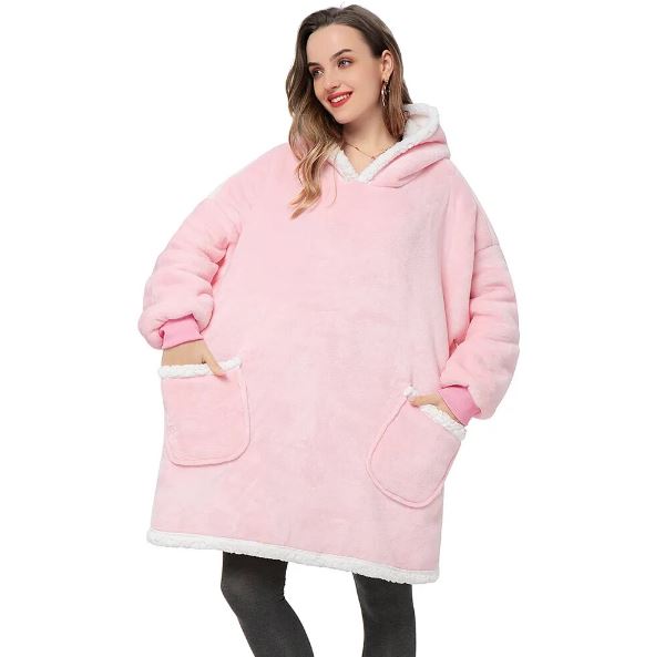 Hase und Eule XXL Hoodie Kuschel Hoodie Oversize Hoodie Rosa