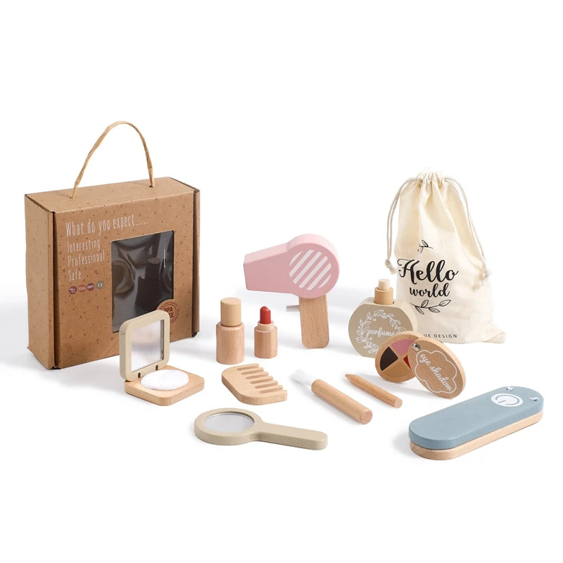 Hase und Eule Holzspielzeug Make-Up Set mit Box