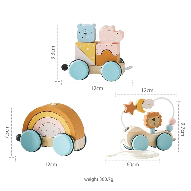 Hase und Eule Nachziehzug für Kinder aus Holz