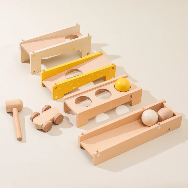 Hase und Eule Murmelbahn Spielhaus Holz Montessori 